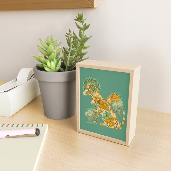 Porcelain Floral Dog - Mint & Ochre Mini Art Print Gallery Image 2