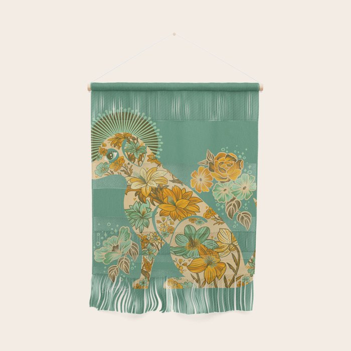 Porcelain Floral Dog - Mint & Ochre Wall Hanging Gallery Image 1