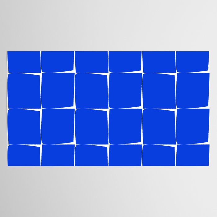Blue Flux Bold Minimal Midcentury Modern Check Grid Pattern Royal Blue and White Tablecloth Gallery Image 2