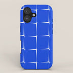 Blue Flux Bold Minimal Midcentury Modern Check Grid Pattern Royal Blue and White iPhone Case Gallery Image 1