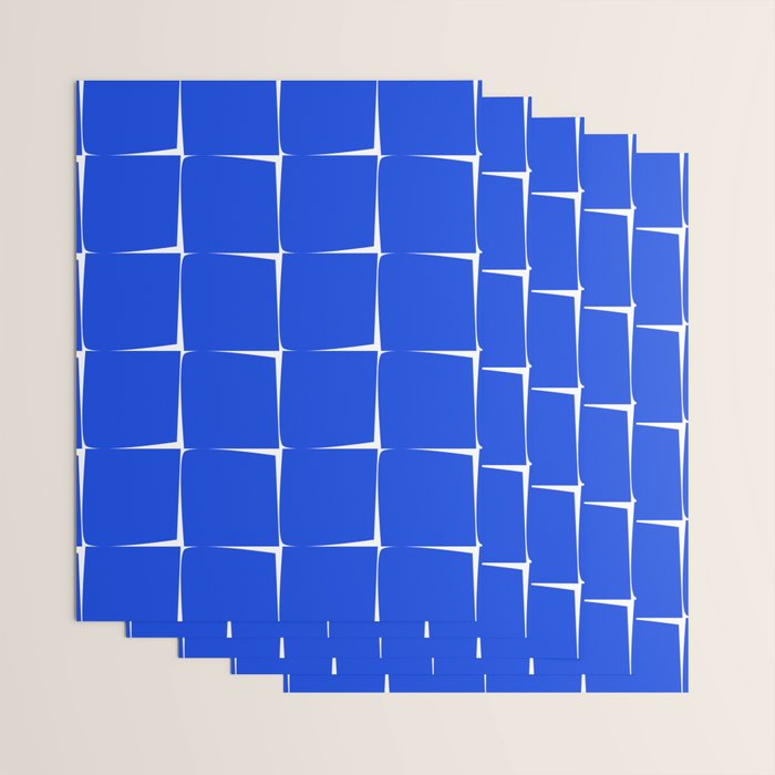 Blue Flux Bold Minimal Midcentury Modern Check Grid Pattern Royal Blue and White Wrapping Paper Gallery Image 3