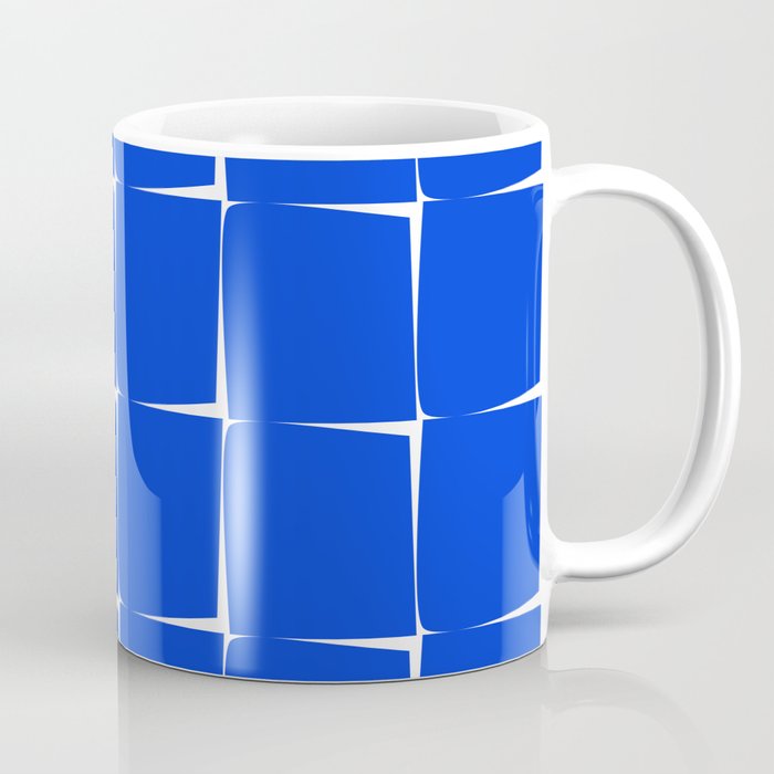 Blue Flux Bold Minimal Midcentury Modern Check Grid Pattern Royal Blue and White Coffee Mug Gallery Image 1
