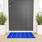 Blue Flux Bold Minimal Midcentury Modern Check Grid Pattern Royal Blue and White Welcome Mat Gallery Image 3