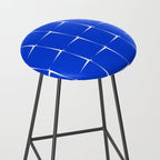 Blue Flux Bold Minimal Midcentury Modern Check Grid Pattern Royal Blue and White Stool Gallery Image 2