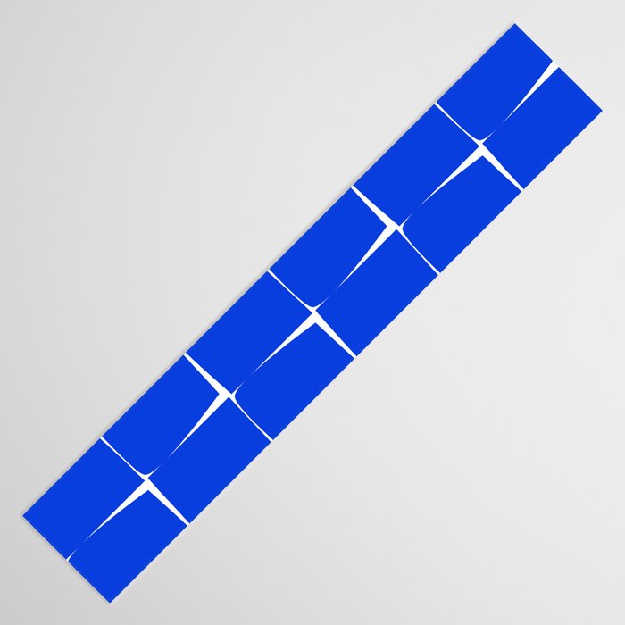 Blue Flux Bold Minimal Midcentury Modern Check Grid Pattern Royal Blue and White Table Runner Gallery Image 3