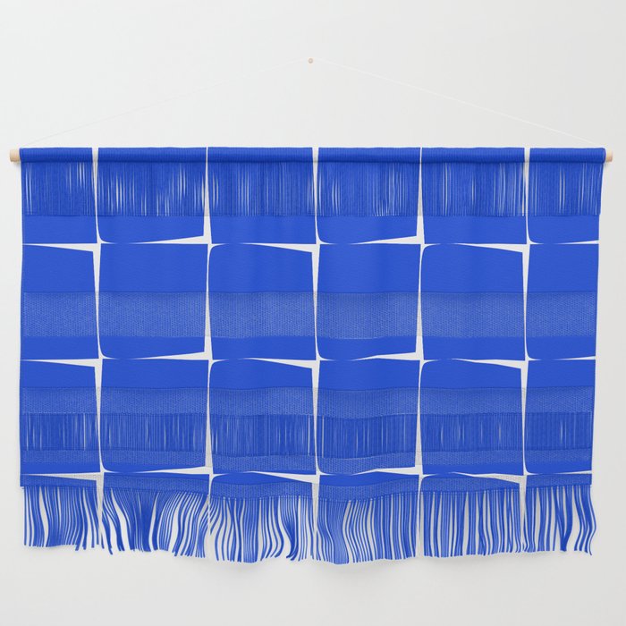Blue Flux Bold Minimal Midcentury Modern Check Grid Pattern Royal Blue and White Wall Hanging Gallery Image 1