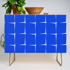 Blue Flux Bold Minimal Midcentury Modern Check Grid Pattern Royal Blue and White Credenza Gallery Image 1