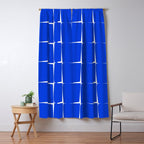 Blue Flux Bold Minimal Midcentury Modern Check Grid Pattern Royal Blue and White Window Curtain Gallery Image 5