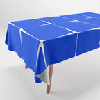 Blue Flux Bold Minimal Midcentury Modern Check Grid Pattern Royal Blue and White Tablecloth Gallery Image 1
