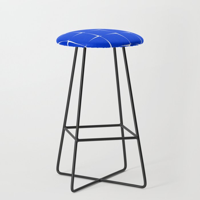 Blue Flux Bold Minimal Midcentury Modern Check Grid Pattern Royal Blue and White Stool Gallery Image 1
