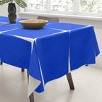 Blue Flux Bold Minimal Midcentury Modern Check Grid Pattern Royal Blue and White Tablecloth Gallery Image 3