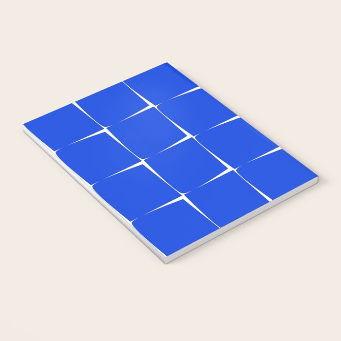 Blue Flux Bold Minimal Midcentury Modern Check Grid Pattern Royal Blue and White Notebook Gallery Image 3