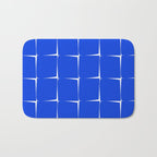 Blue Flux Bold Minimal Midcentury Modern Check Grid Pattern Royal Blue and White Bath Mat Gallery Image 1