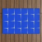 Blue Flux Bold Minimal Midcentury Modern Check Grid Pattern Royal Blue and White Outdoor Rug Gallery Image 1