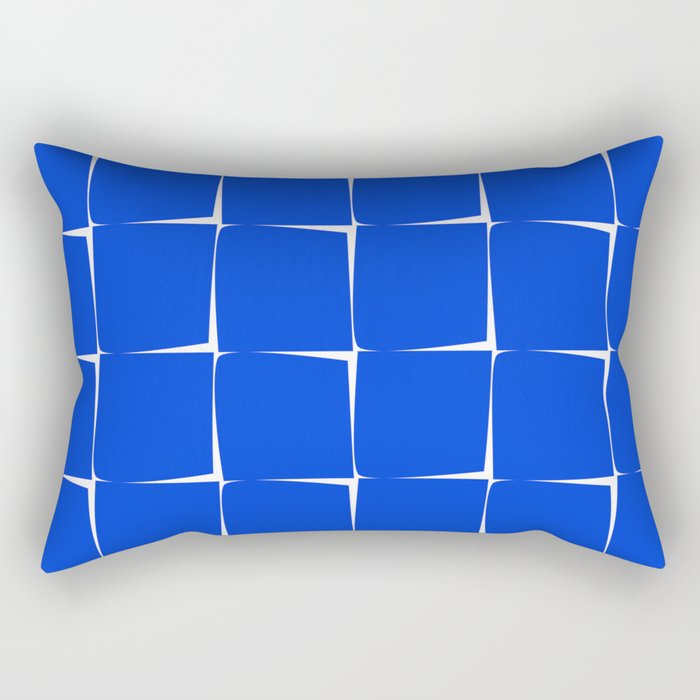 Blue Flux Bold Minimal Midcentury Modern Check Grid Pattern Royal Blue and White Rectangular Pillow Gallery Image 1