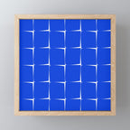 Blue Flux Bold Minimal Midcentury Modern Check Grid Pattern Royal Blue and White Mini Art Print Gallery Image 1