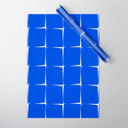 Blue Flux Bold Minimal Midcentury Modern Check Grid Pattern Royal Blue and White Wrapping Paper Gallery Image 1