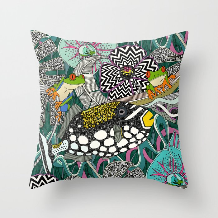 ASHA green Throw Pillow Gallery Image 1