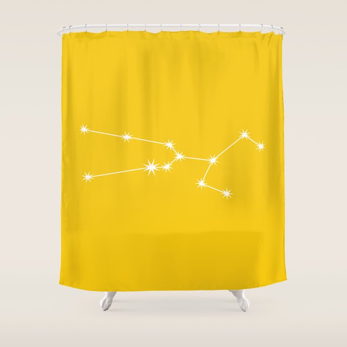 Taurus Zodiac Star Constellation Line Art Bright Yellow Shower Curtain Gallery Image 1