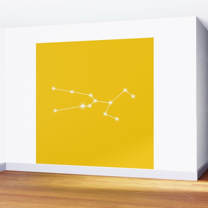 Taurus Zodiac Star Constellation Line Art Bright Yellow Wall Mural Gallery Image 2