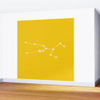 Taurus Zodiac Star Constellation Line Art Bright Yellow Wall Mural Gallery Image 2