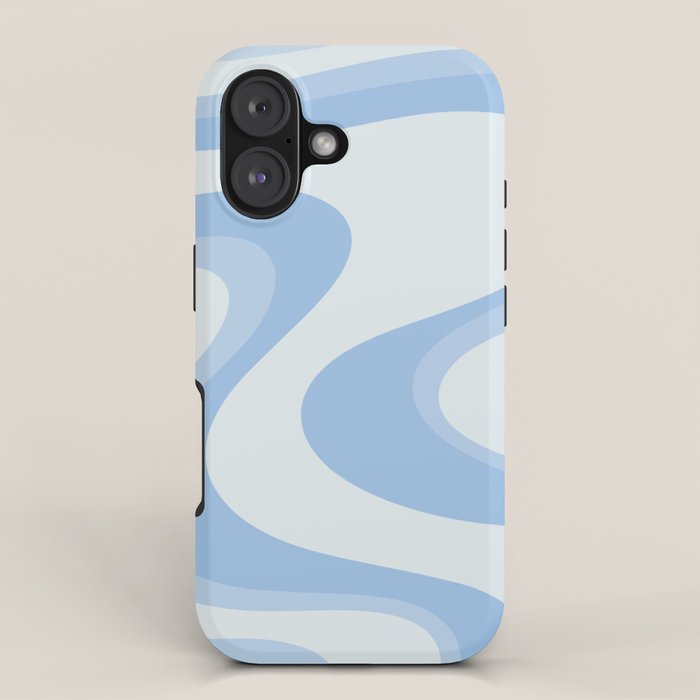 Retro Swirls Powder Blue Abstract Pattern iPhone Case Gallery Image 1