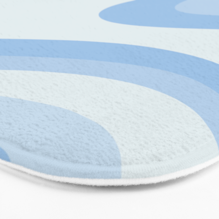 Retro Swirls Powder Blue Abstract Pattern Bath Mat Gallery Image 3