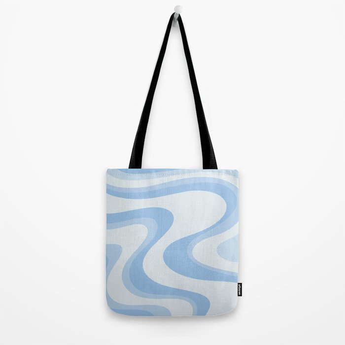 Retro Swirls Powder Blue Abstract Pattern Tote Bag Gallery Image 2