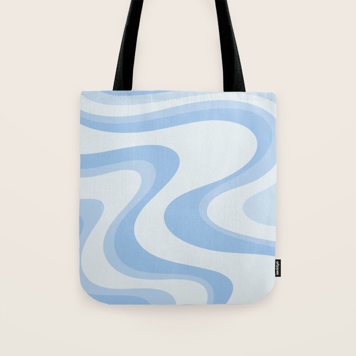 Retro Swirls Powder Blue Abstract Pattern Tote Bag Gallery Image 1