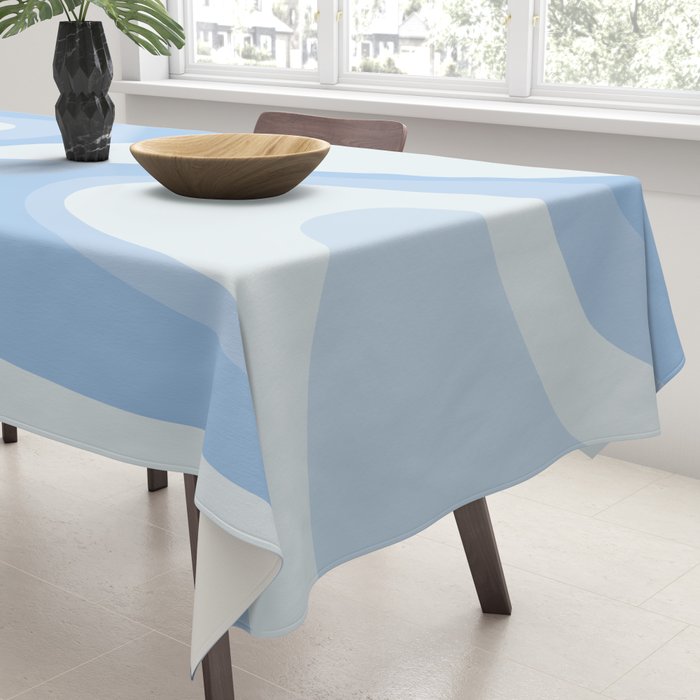 Retro Swirls Powder Blue Abstract Pattern Tablecloth Gallery Image 3