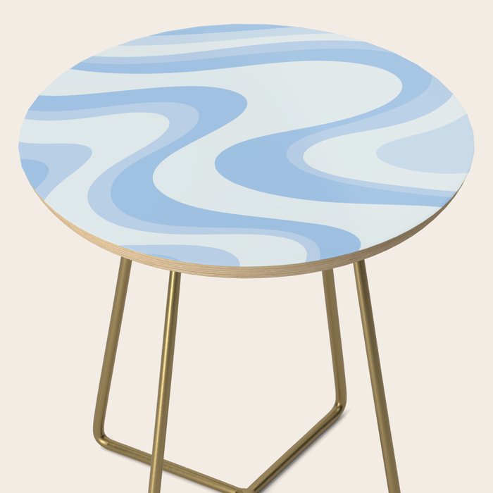Retro Swirls Powder Blue Abstract Pattern Side Table Gallery Image 2