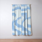 Retro Swirls Powder Blue Abstract Pattern Window Curtain Gallery Image 3