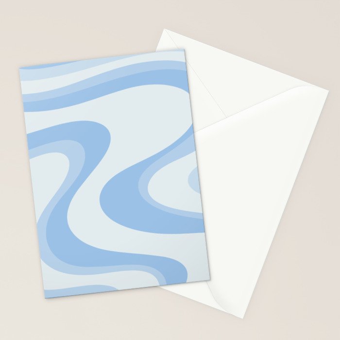 Retro Swirls Powder Blue Abstract Pattern Stationery Card Gallery Image 2