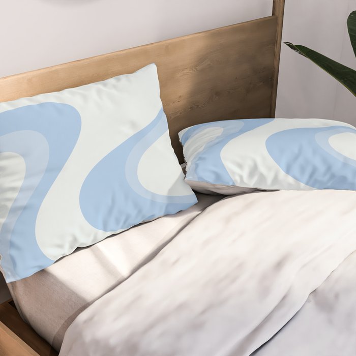 Retro Swirls Powder Blue Abstract Pattern Pillow Sham Gallery Image 2