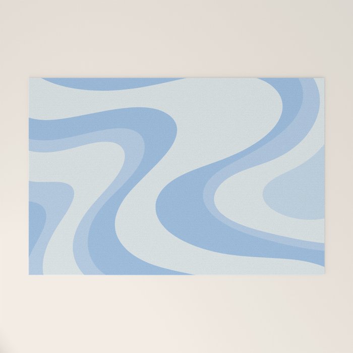 Retro Swirls Powder Blue Abstract Pattern Welcome Mat Gallery Image 1