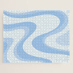 Retro Swirls Powder Blue Abstract Pattern Jigsaw Puzzle Gallery Image 1