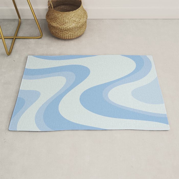 Retro Swirls Powder Blue Abstract Pattern Rug Gallery Image 1
