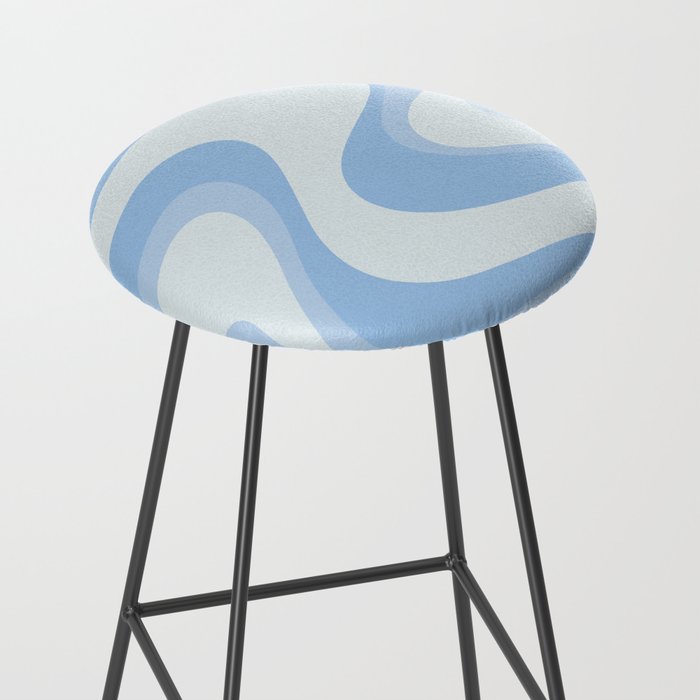 Retro Swirls Powder Blue Abstract Pattern Stool Gallery Image 2