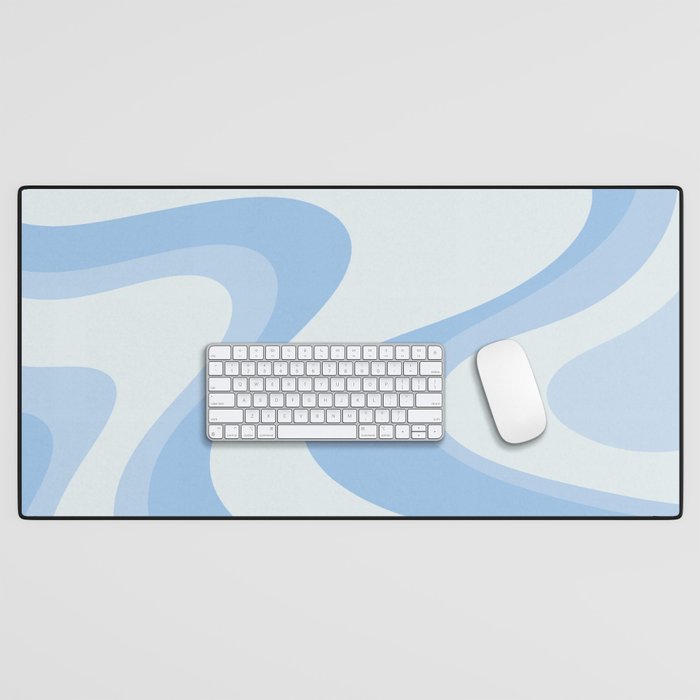Retro Swirls Powder Blue Abstract Pattern Desk Mat Gallery Image 1