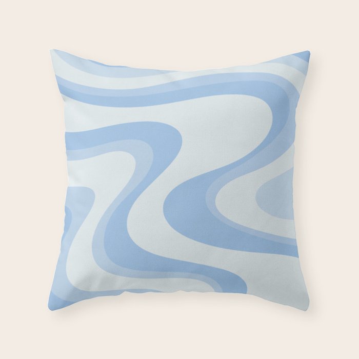 Retro Swirls Powder Blue Abstract Pattern Throw Pillow Gallery Image 1