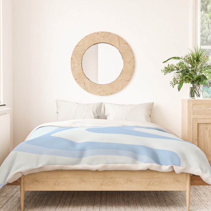 Retro Swirls Powder Blue Abstract Pattern Duvet Cover Gallery Image 3