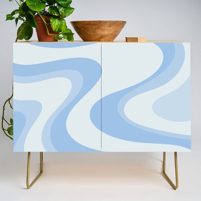 Retro Swirls Powder Blue Abstract Pattern Credenza Gallery Image 1