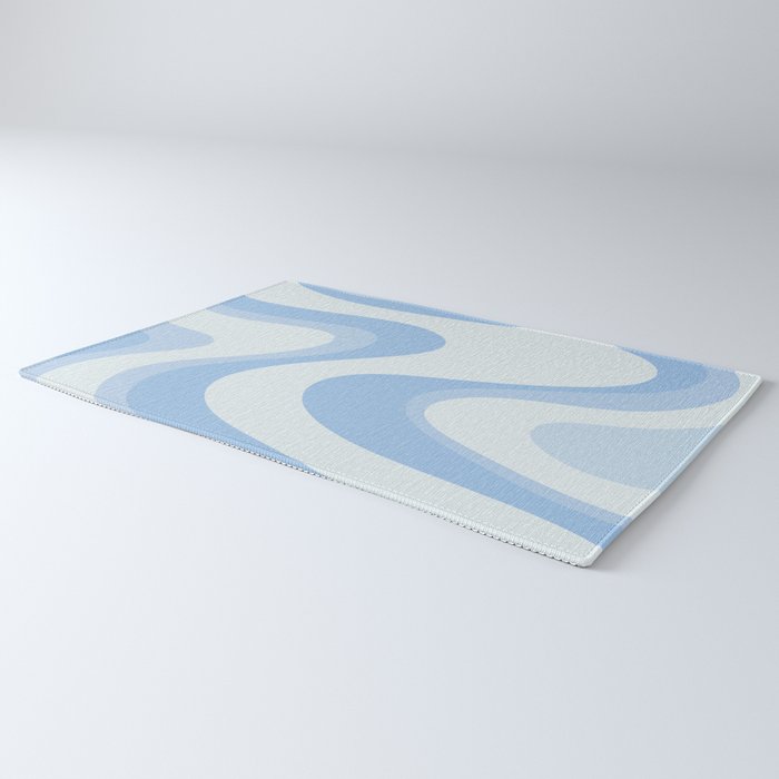 Retro Swirls Powder Blue Abstract Pattern Rug Gallery Image 3