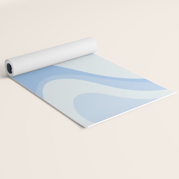 Retro Swirls Powder Blue Abstract Pattern Yoga Mat Gallery Image 2