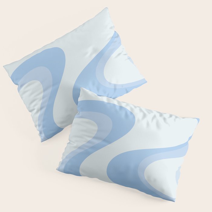 Retro Swirls Powder Blue Abstract Pattern Pillow Sham Gallery Image 1