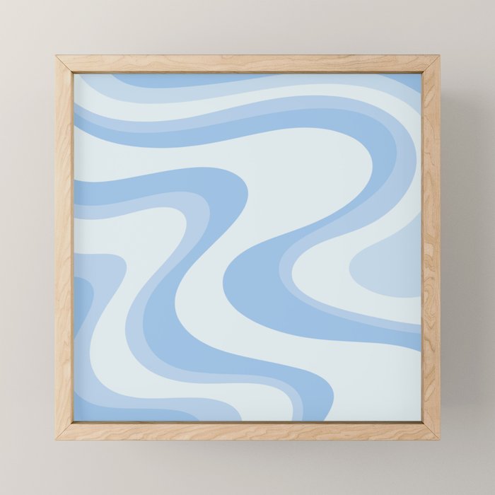 Retro Swirls Powder Blue Abstract Pattern Mini Art Print Gallery Image 1