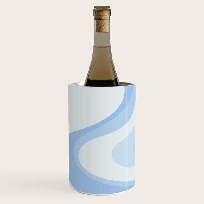 Retro Swirls Powder Blue Abstract Pattern Wine Chiller Gallery Image 3