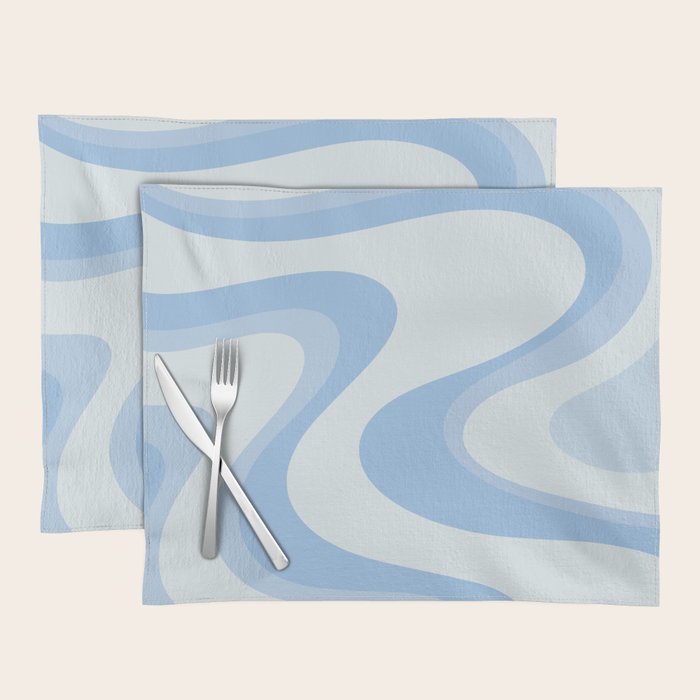 Retro Swirls Powder Blue Abstract Pattern Placemat Gallery Image 1