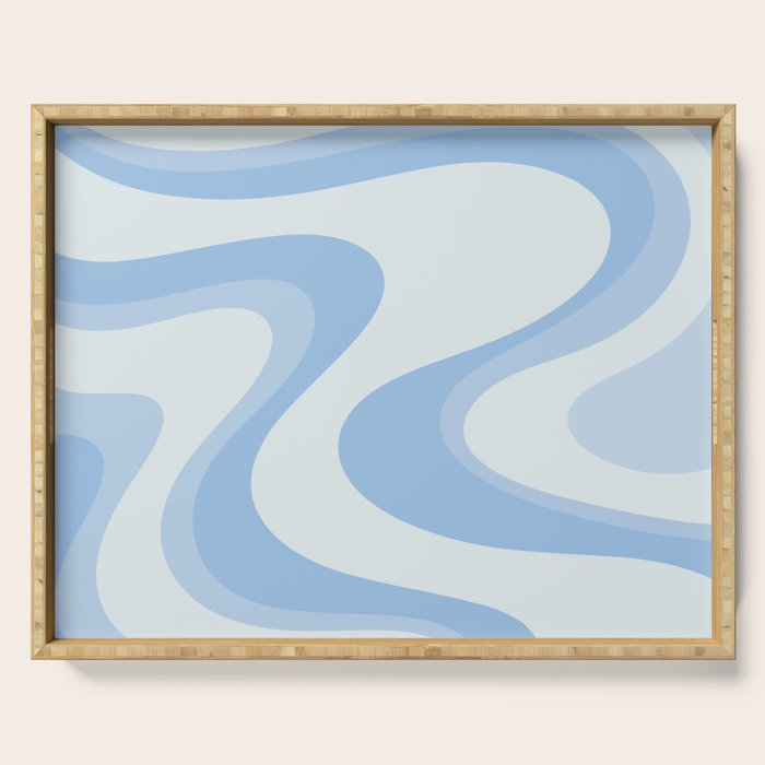 Retro Swirls Powder Blue Abstract Pattern Serving Tray Gallery Image 1