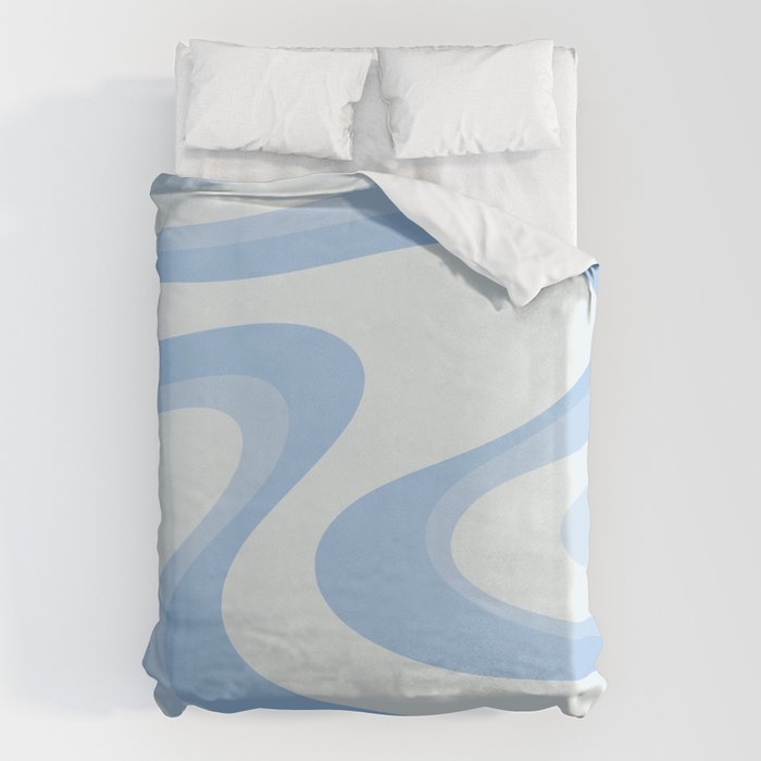 Retro Swirls Powder Blue Abstract Pattern Duvet Cover Gallery Image 1